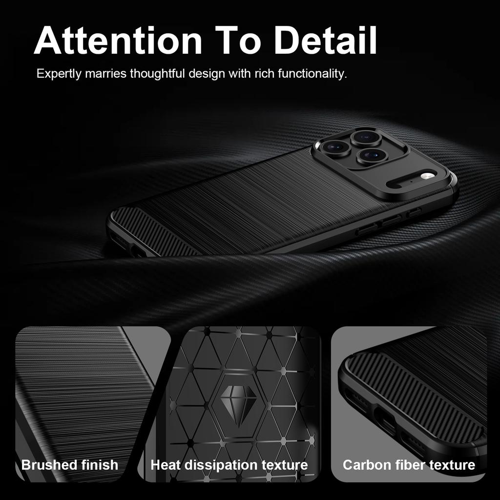 Für iPhone 17 16 15 14 13 12 11 Pro Max Kohlefaser Gebürstete Textur Anti-Fingerabdruck Handyhülle Für iPhone 16 15 14 Plus 17E 16E