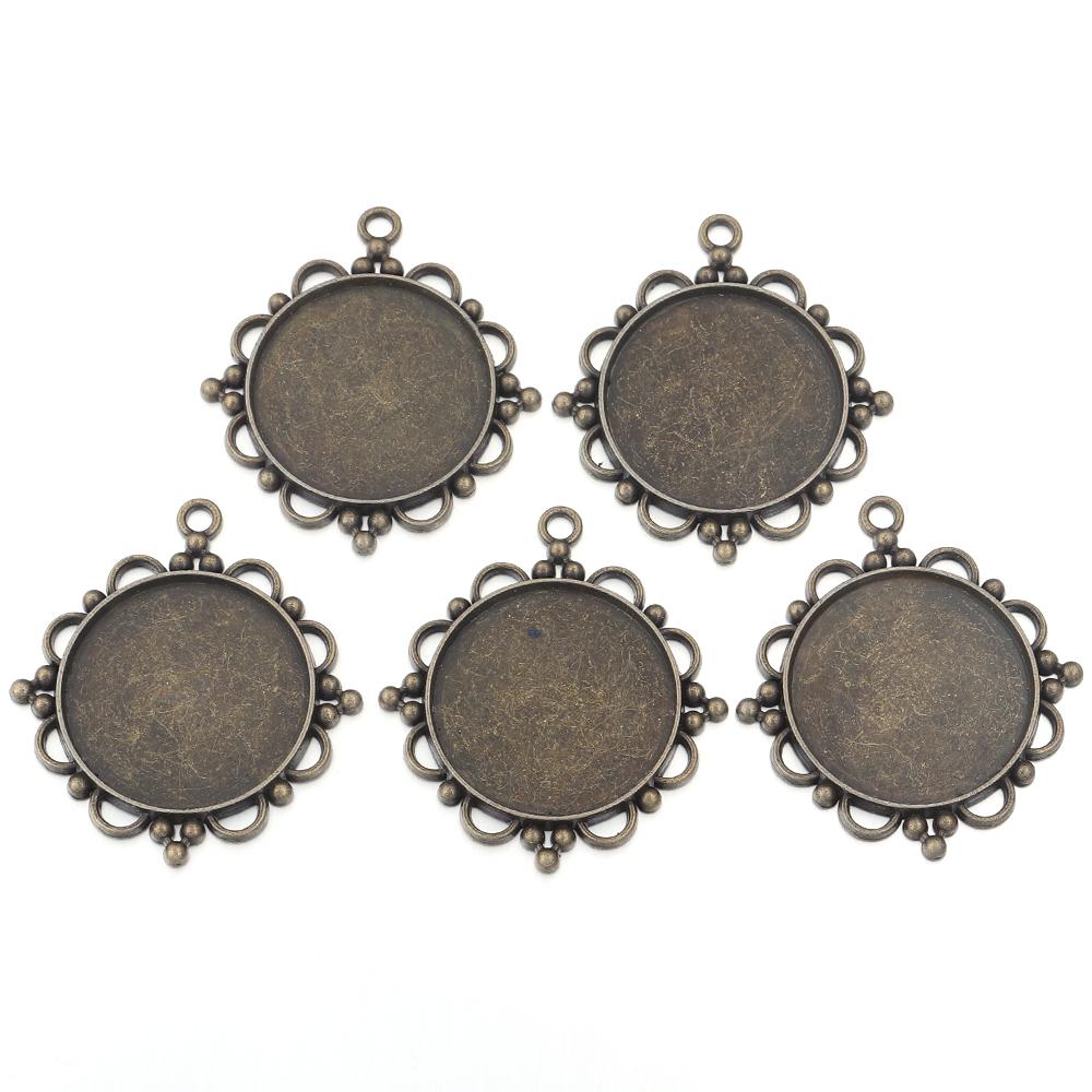 5-10pcs/lot Vintage Necklace Pendant Setting Cabochon Base Tray Bezel Blank For Pendants Cabochons Jewelry Making Accessories