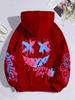 Autumn Kids Boys Personalized Smiling Face Print Comfortable Breathable Hooded Sweatshirt Outdoor Street Fashion Hooded Sweatshi