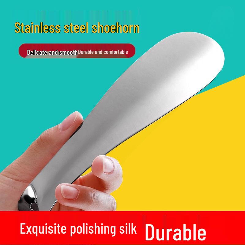 Extended Handle Stainless Steel Shoehorn for Elderly - Portable and Durable