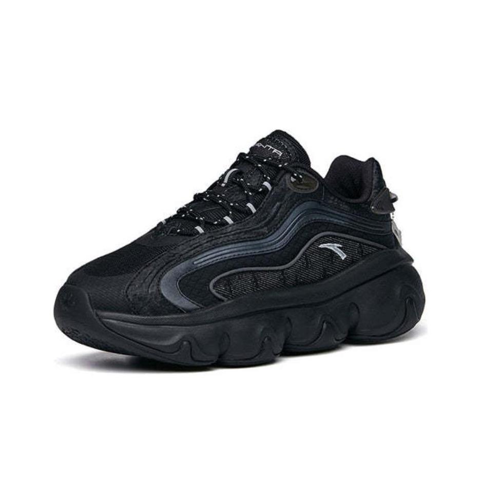 Anta Thick Sole Versatile Shock Absorbing Non-Slip Wear-Resistant Low-Top Dad Shoes Women sneaker Black 122148895R-4