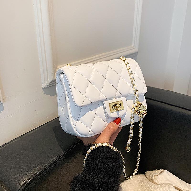 Letní nová populární všestranná dámská taška přes rameno crossbody taška diamantová mřížka řetízek módní niche jednoduchá retro