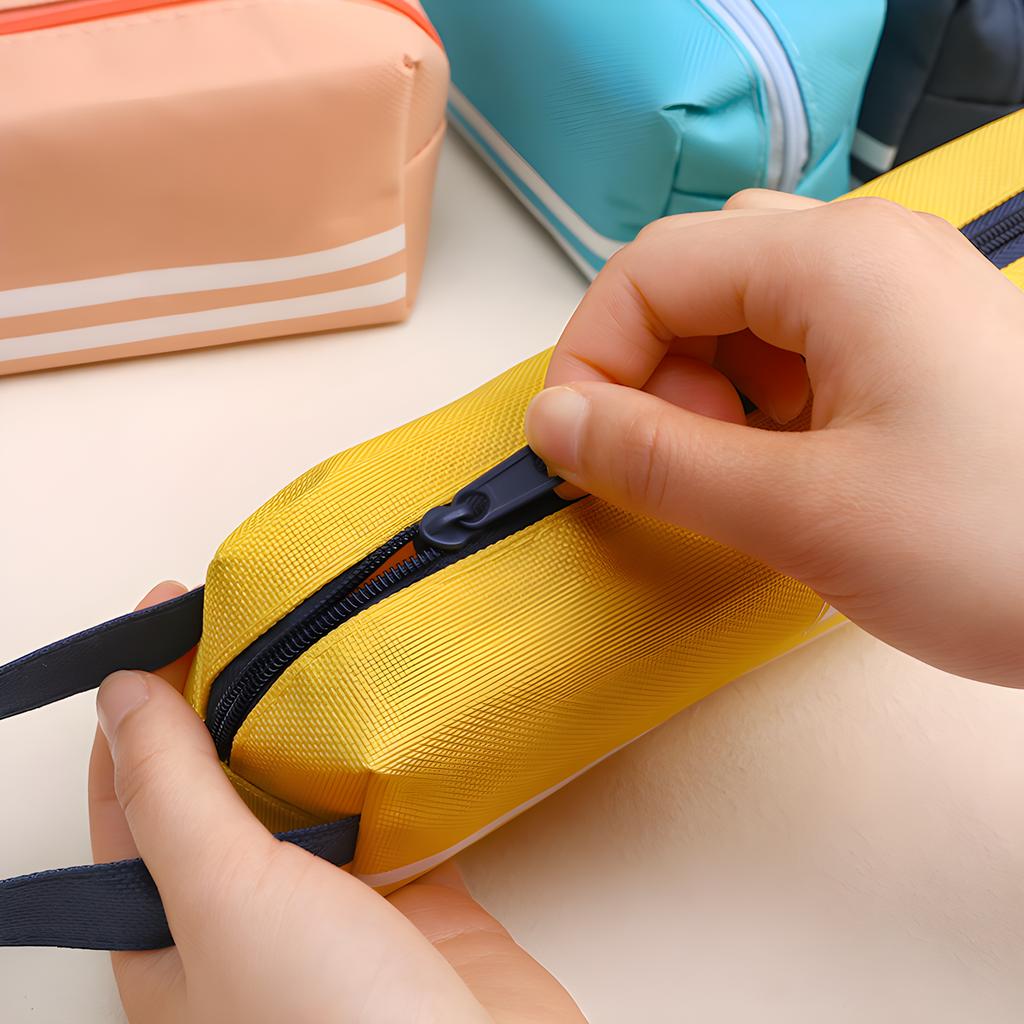 Solid Color Canvas Pencil Case, Student Creative Multifunctional Pencil Case, Stationery Box, Hand-held Pencil Case