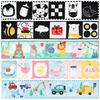 Black & White Crib Bumper Cloth Book: Early Education Visual Stimulation Toy with BB Device, Tear-Proof Design