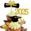 2025 Graduation Cupcake Toppers, 24Pcs Food/Appetizer Picks For Graduation Party Mini Cake Decorations, Diploma, 2025, Grad Cap