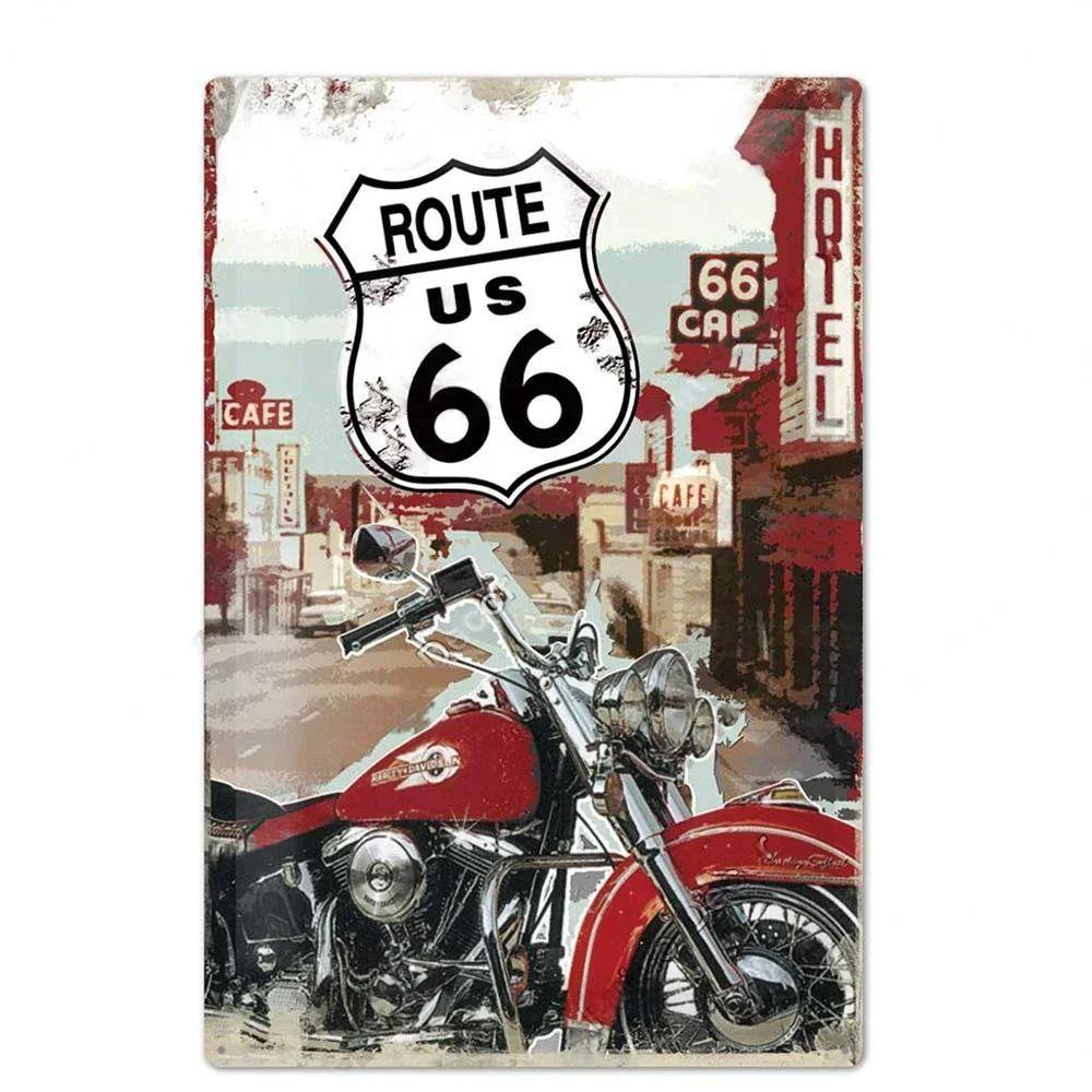 Route 66 Souvenir License Plate, American Auto Metal Sign 20x30cm