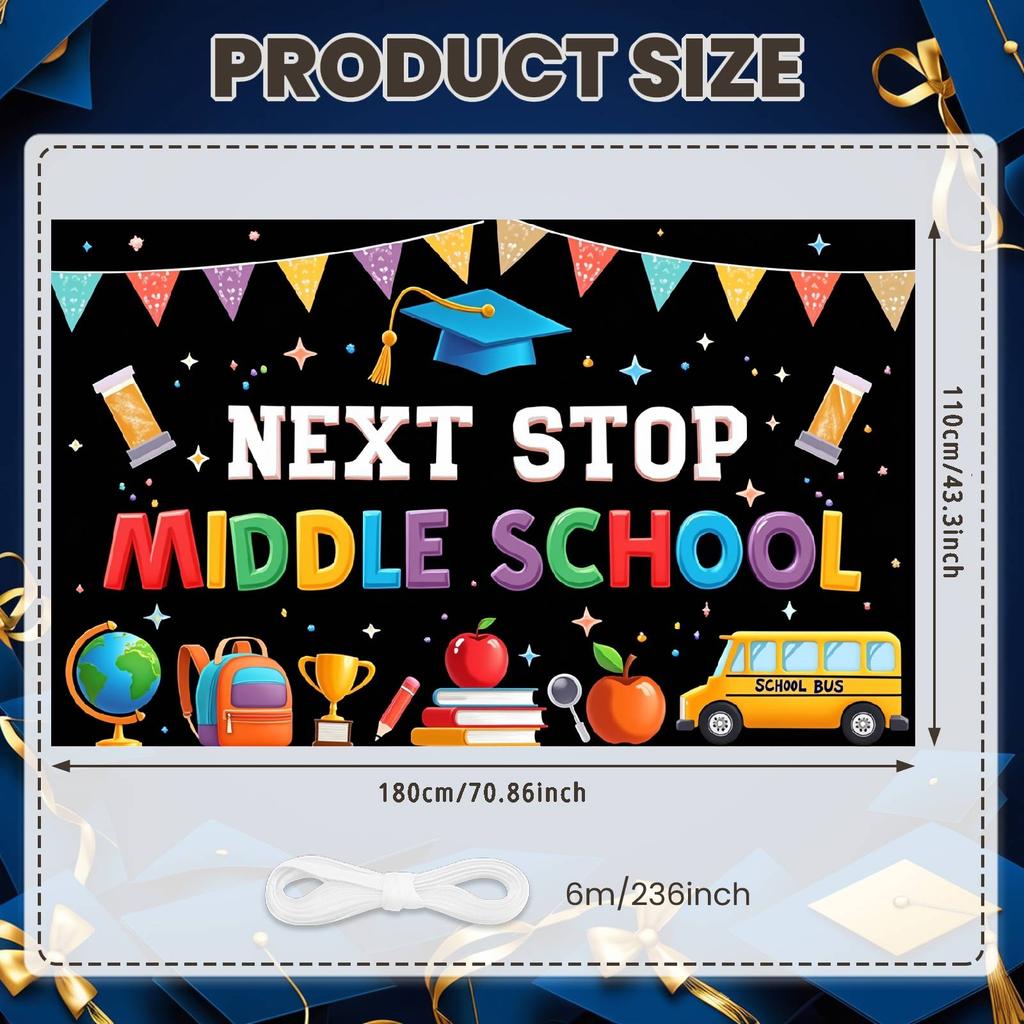 Back To School Banner Educational Elements School Celebration Background Next Stop Display Star Decorations Graduation Backdrop