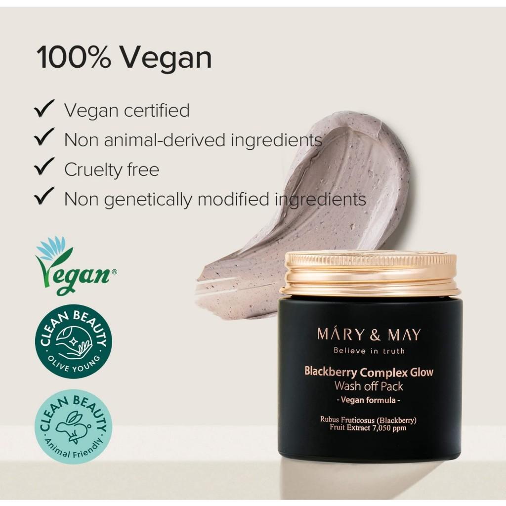 [Mary&May] Vegan Blackberry Complex Glow Wash Off Mask 125g, Blackhead Care, Clean Pores, Sebum Control, Creamy Hydration, Clay Mask