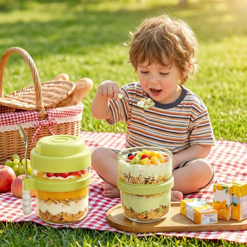 KATEI STORY Portable Glass Overnight Oat & Salad Jar