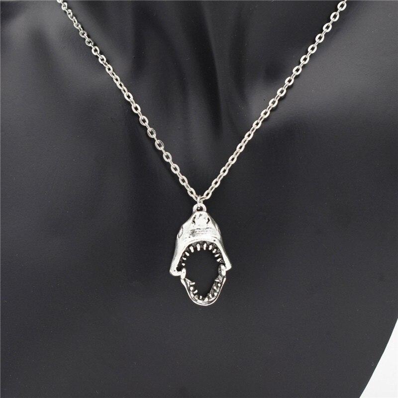 White Shark Head Pendant Necklace 