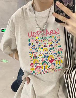 2025 Neues koreanisches Sommer-T-Shirt aus reiner Baumwolle mit kurzen Ärmeln für Damen, niedliches, lustiges, lässiges, locker sitzendes T-Shirt, Übergröße