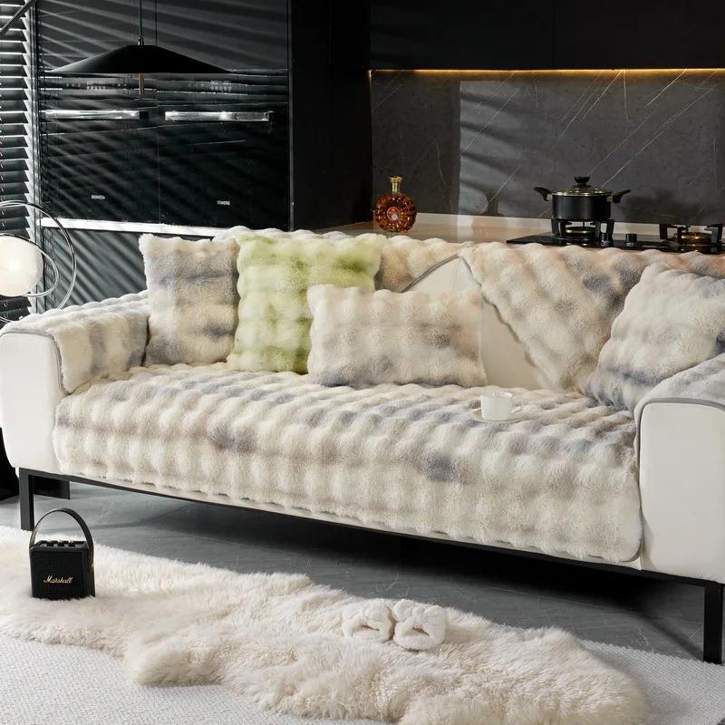 Soft Plush Sofa Towel Thicken Winter Warm Sofa Cover For Living Room Universal And Anti-slip Sofa Mat Couch Cushion Home Decor