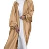 Elegant 2026 Satin Puff Sleeve Cardigan Dress for Women - Middle Eastern Fashion