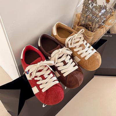 Autumn New Retro Inner Height Increase Merad Lace-up Big Head Casual Board Shoes Women