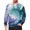 Men's Loose Casual 1/4 Zip Sweatshirt Fashion Printed Long Sleeve Top With Pockets
