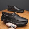 Men's Casual Leather Moccasins: Breathable Cowhide Flats for Middle-Aged and Elderly