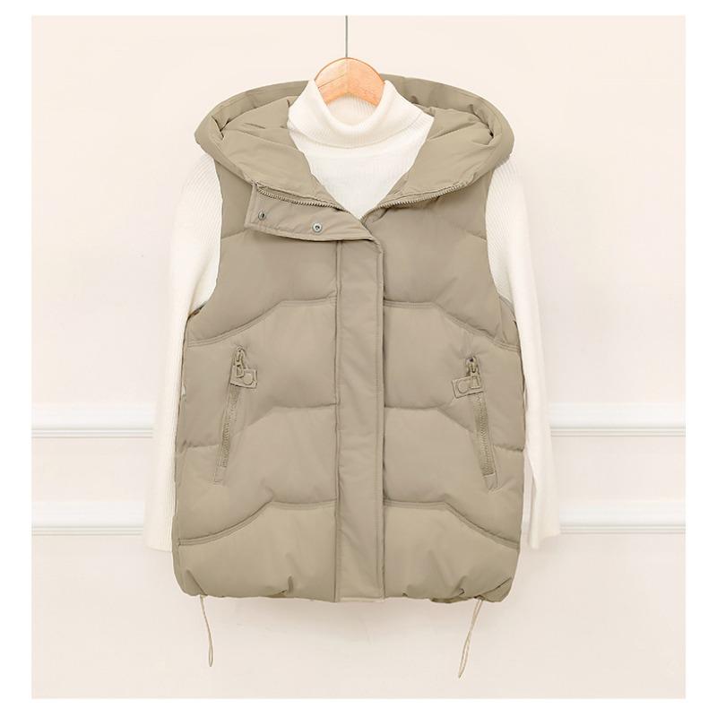 

Корейская версия новой женской легкой безрукавной однотонной утолщенной теплой спортивной повседневной свободной хлопковой куртки XXL хаки