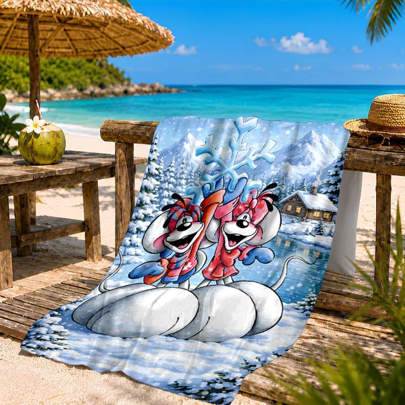Serviette de plage Diddl Amour et Amitié Couleurs Pastel, Séchage Rapide, Facile d'Entretien, Convient aux Activités Sportives et aux Vacances à la Plage, Essentiel de Sport