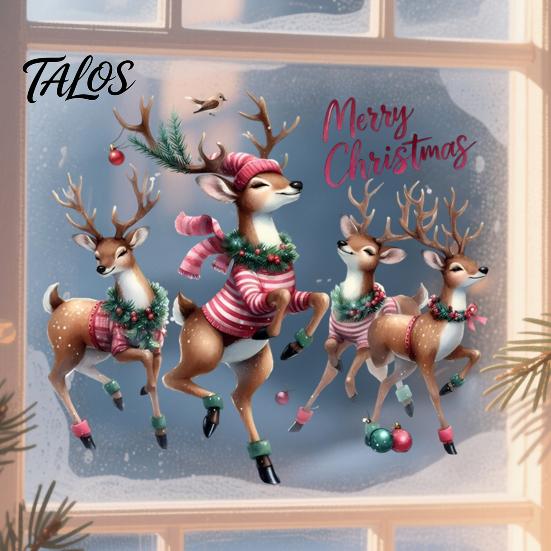 Spanish Christmas Decor Theme Static Sticker, Reusable Decorative Window Decals, Removable Transparent PVC Stickers Waterproof for Holiday Home
