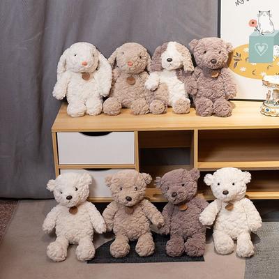 35CM Häschen Plüschtier Lockiges Etikett Kleiner Bär Welpe Kawaii Weich Voll Tierpuppe Festivalgeschenk Für Kinder Geburtstagsgeschenk