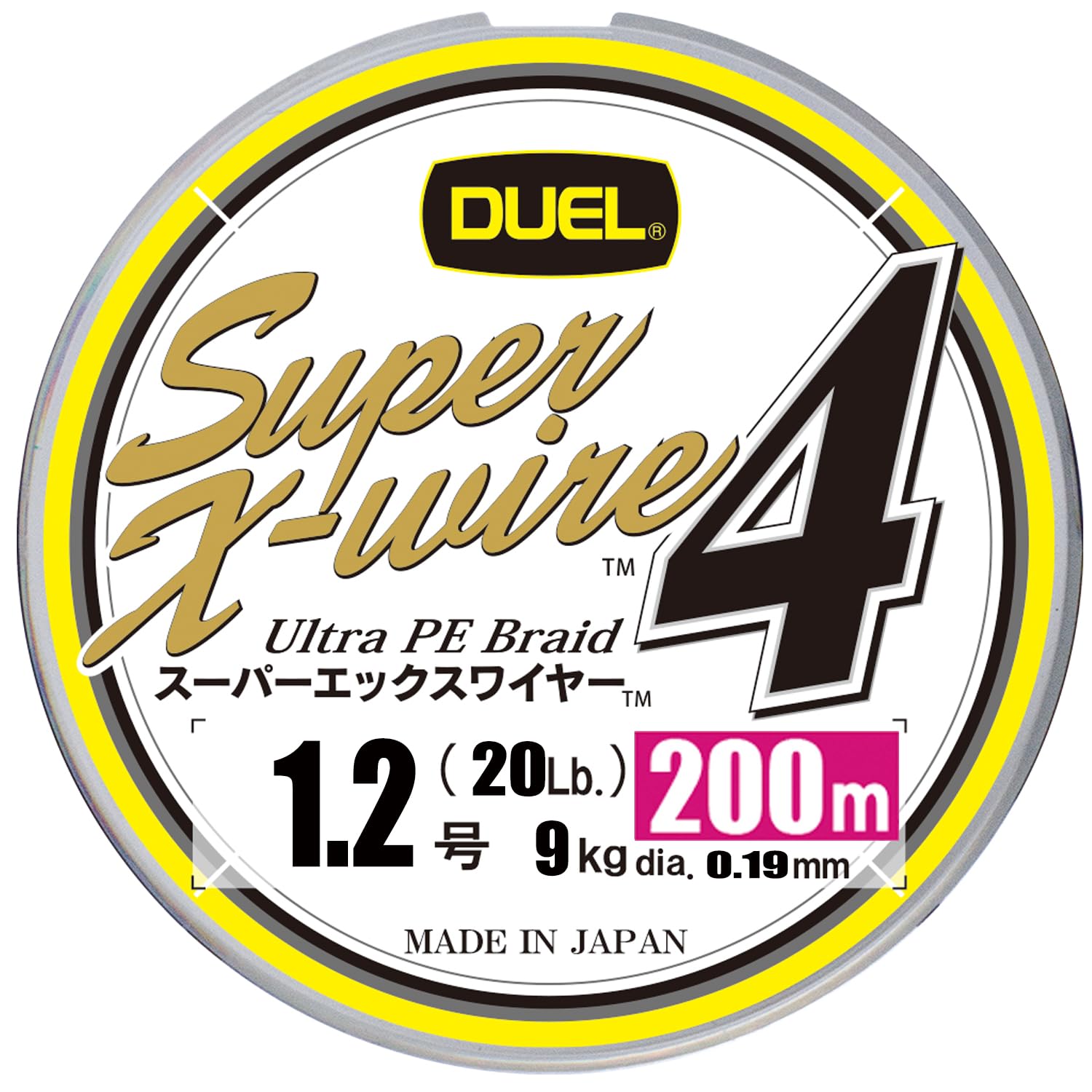 

DUEL Super X Wire 4 PE Fishing Line High 5 [High Strength, Sensitivity] 1.2, 200m, Colors/Yellow Marking, H3591N-5CR