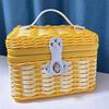 New Vintage PP Rattan Woven Storage Box with Lid, Portable Travel Case, Perfect for Wedding Gifts and Holiday Packaging