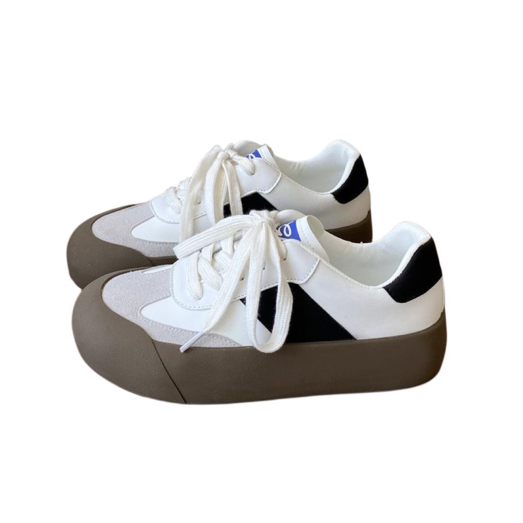 Spring little white shoes women's round head breathable popular board shoes 2025 versatile casual platform shoes new German training shoes