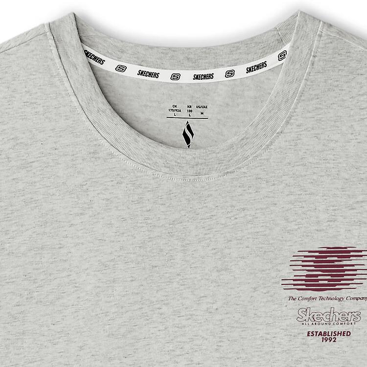 Skechers Sport Lifestyle Series Logo Loose Round Neck Pullover Short Sleeve T-Shirt Unisex Tops Light-White Gray L225U119-0248