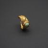 Turquoise Feather Jewelry Set: 18K Gold-Plated Adjustable Ring & C-Shaped Earrings. Elegant Niche EU/US Design.