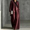 Autumn women's contrasting color V-neck irregular top wide-leg pants loose casual suit