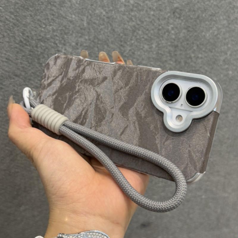 Luxury Ins Velvet Fashion Case For iPhone 16 Plus 15 14 13 12 Pro Max 11 Shockproof Silk Flannel Partern Cloth Hand Strap Cover