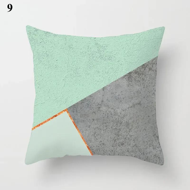 Housse de coussin géométrique, décoration de lit moderne, vert menthe, bleu, pour canapé élégant