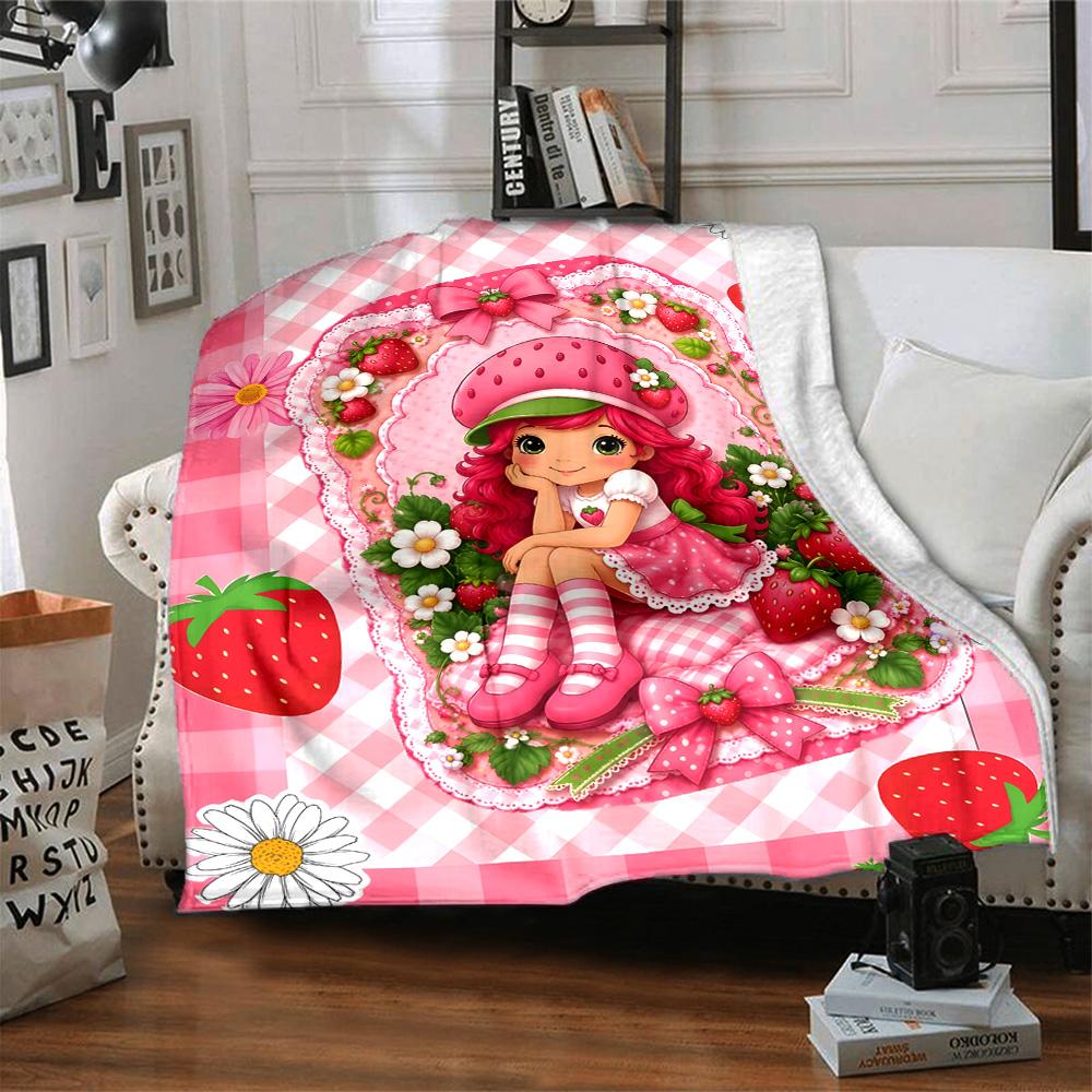 1pc Princess Strawberry8 Blanket, Gift, for Men and Women, Soft Blanket, Good for Sofa Bed Couch Travel, Lightweight Flannel Blanket