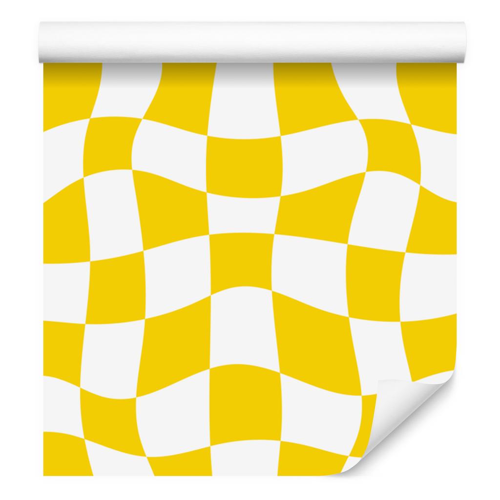 Wallpaper Casual Checkerboard Yellow and White for Living Room and Bedroom 50x1000