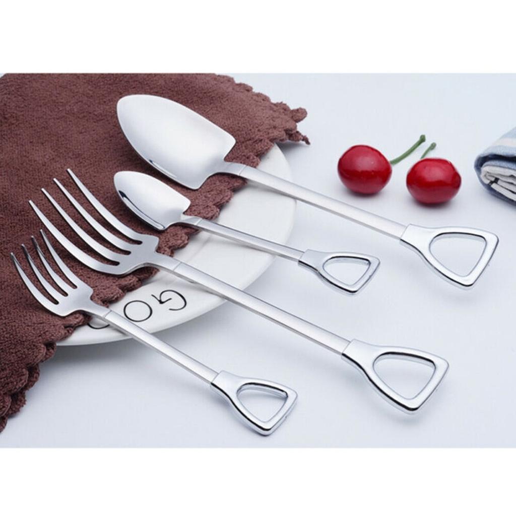 Stainless Steel Fork Spoon Set Long Handle Kitchen Cutlery Set For Dinner Travel