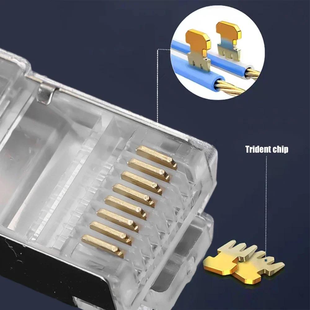 50/100 Stück Cat6 Cat5e RJ45 Geschirmter Stecker Modulare Stecker Kabel Netzwerkstecker Vergoldete Ethernet PC Hardware Kabeladapter