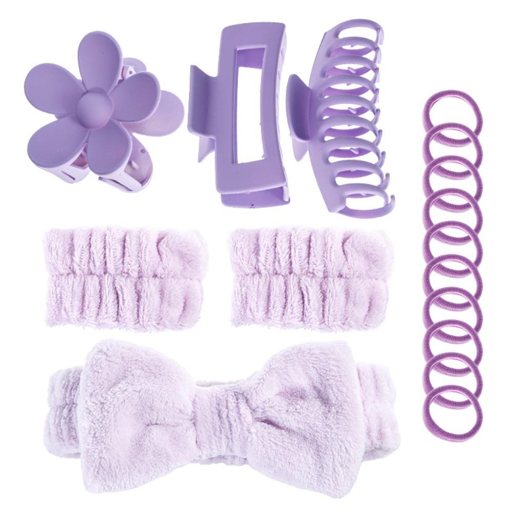 

Wash Face Wrist Strap 16Pcs Face Washing Tools Hair Care Tool Plush Bow Headband Home фиолетовый