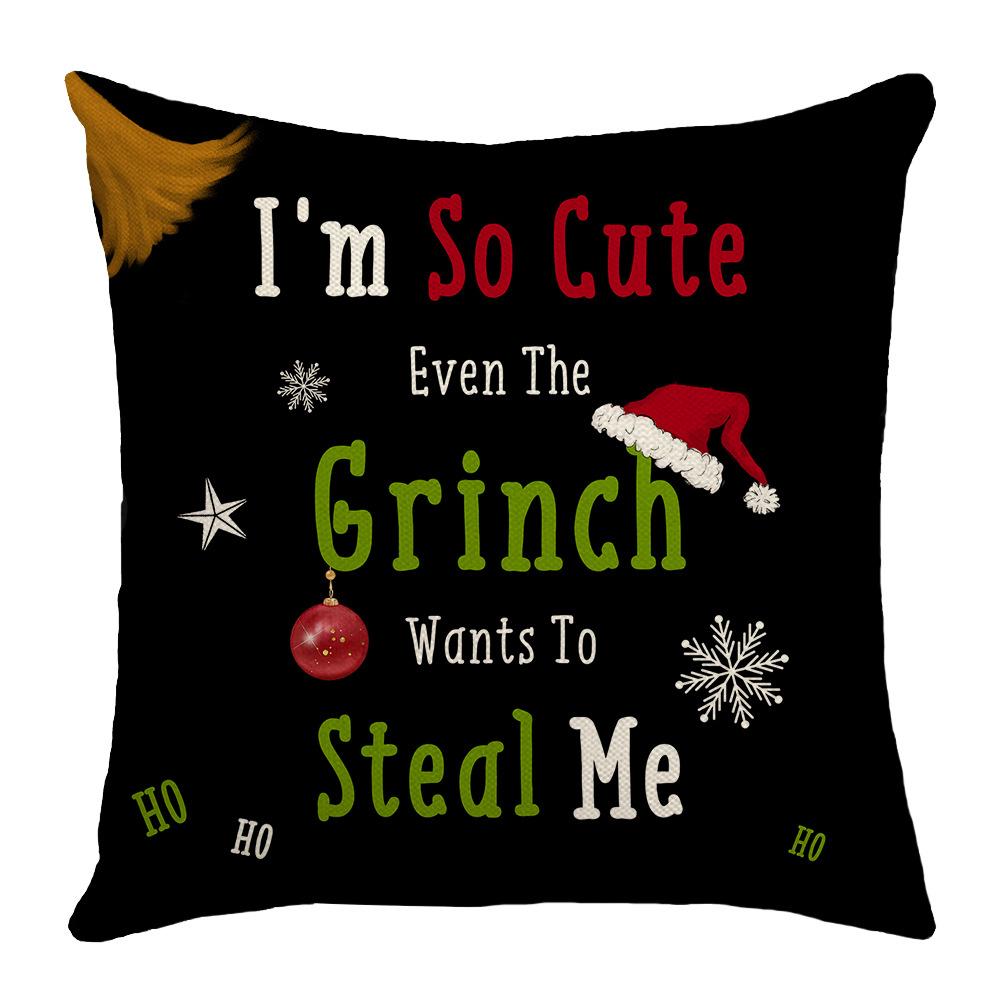 New Christmas Decorative Cushion Cover Linen Print Funny Pillow Sofa Home Cushion Cover