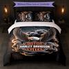 Set Copripiumino Harley-Davidson 3 Pezzi 1 Copripiumino e 2 Federe Biancheria da Letto Morbida per Camera da Letto Domestica