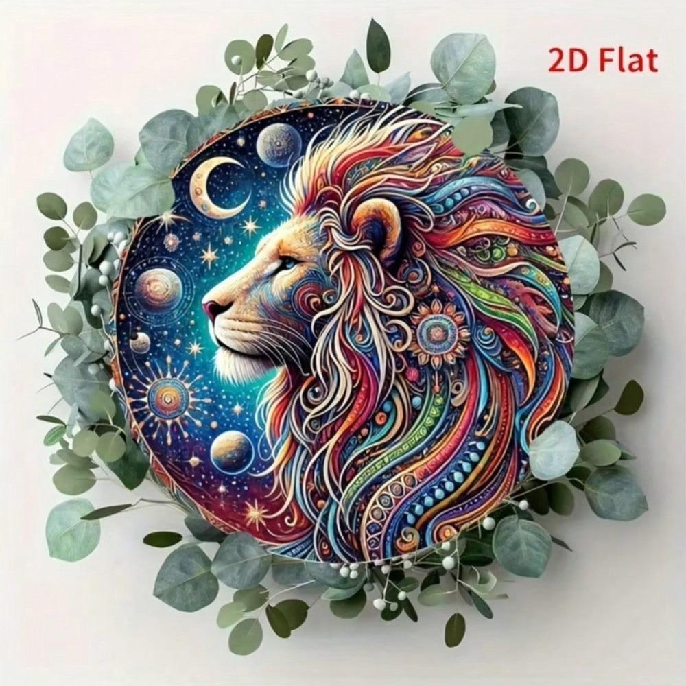 Zodiac Leo Tin Sign Wall Art Round Decor 2D Print Party Metal Plate