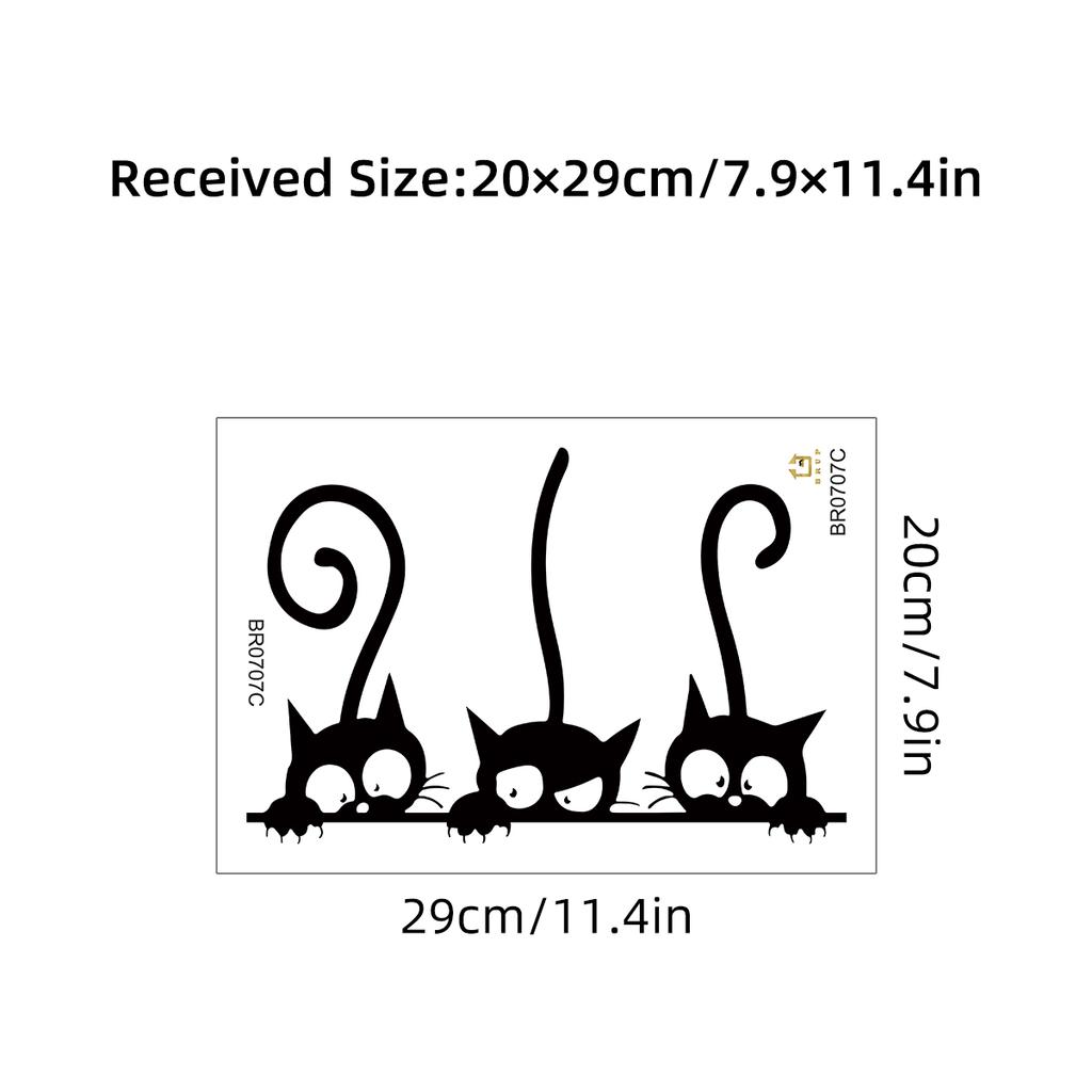 1Pc Funny Black Cat Pattern Wall Stickers For Door Bathroom Bedroom Decoration Wall Decals Kids Home Decor