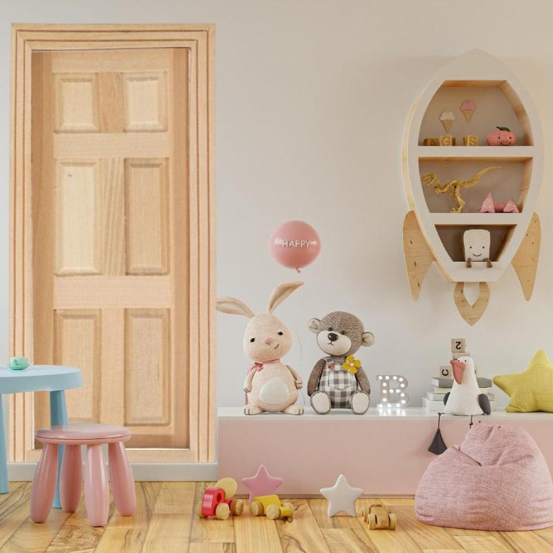 Natural Wood Hands-on Dollhouses Accessories Unpainted Door Window For Crafting And Model Making
