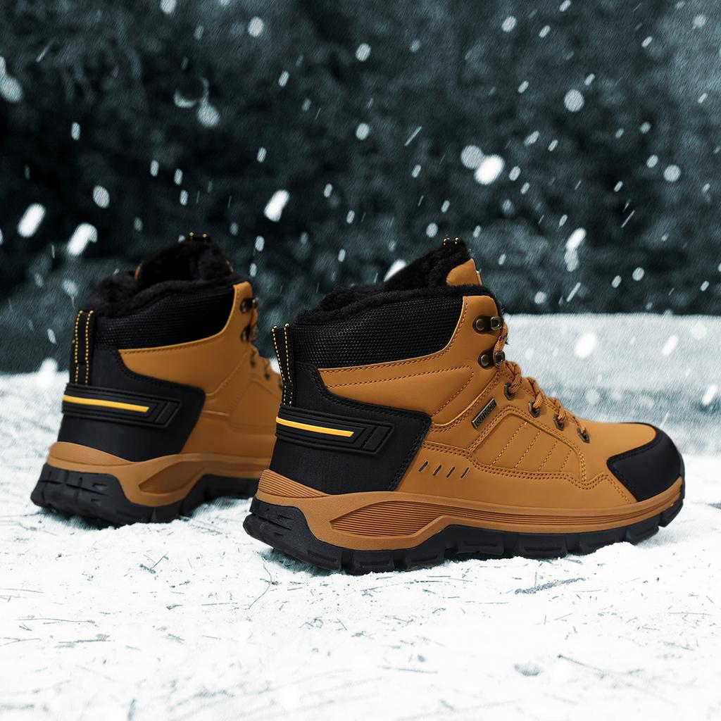 TUINANLE Winter Men Boots Fur Warm Snow Boots Men Hiking Shoes Work Ankle Booties Outdoor Men's Sneakers Footwear