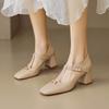 Fashion Plus Size 35-42 New Female Mary Janes Pumps Fashion Bowknot Thick High Heels Pumps Women Party Office Shoes Woman
