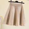 Women's Pleated Short Skirt Fried Dough Twists Knitted Skirt  High Waist Slim A-line Skirt