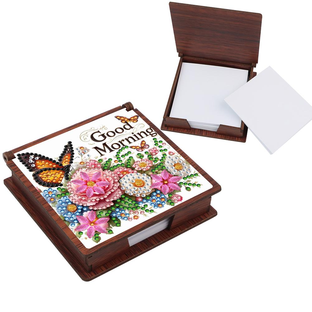 Wooden DIY Diamond Art Note Box with 160 Sheets Diamond Art Notepad Box for Home Office School Supplies Holiday Gifts