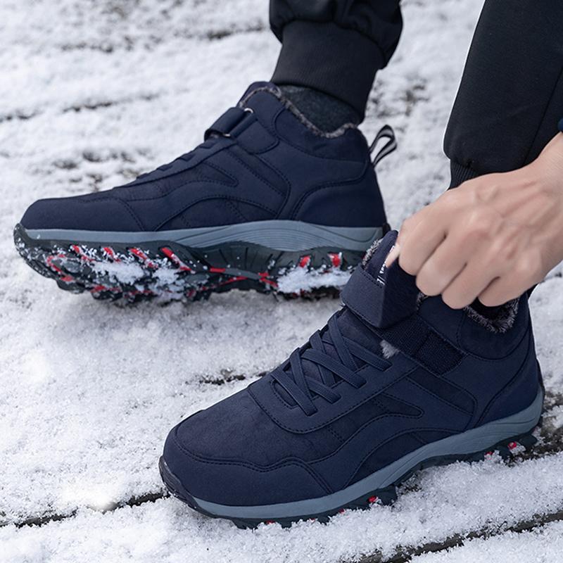 High-top large cotton shoes, winter velvet thickened warm cotton boots, medium walking sports shoes