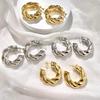 New Trendy Geometric Twisted Thick Hoop Clip Earrings Glossy Gold Huge Round Non Pierced Earrings for Women Punk Jewelry