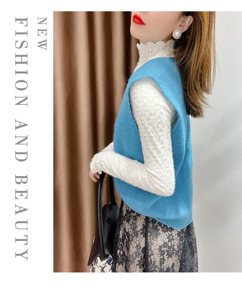 Dámský zimní top s krajkou a vysokým límcem, zateplený fleecem, slim fit - Hřejivý a všestranný