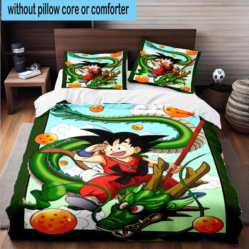 3PCS Goku Anime 3pcs Bedding,Including 3PCS Duvet Cover And 2pcs Pillowcases Perfect for Christmas,Ideal for Bedroom, Dormitory